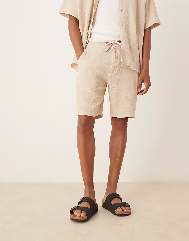 

Текстурированные шорты Selected Homme co-ord кремового цвета
