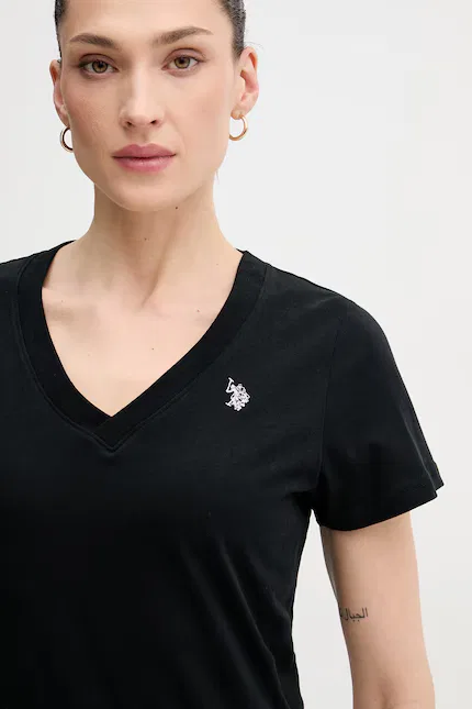 Футболка с V-образным вырезом U.S. Polo Assn, черный — фото 4
