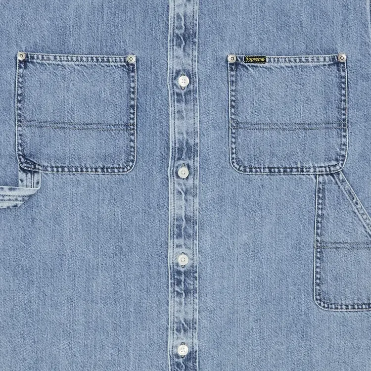 Рубашка Supreme Loose Fit Short-Sleeve Denim Painter Shirt 'Washed Indigo' — фото 2