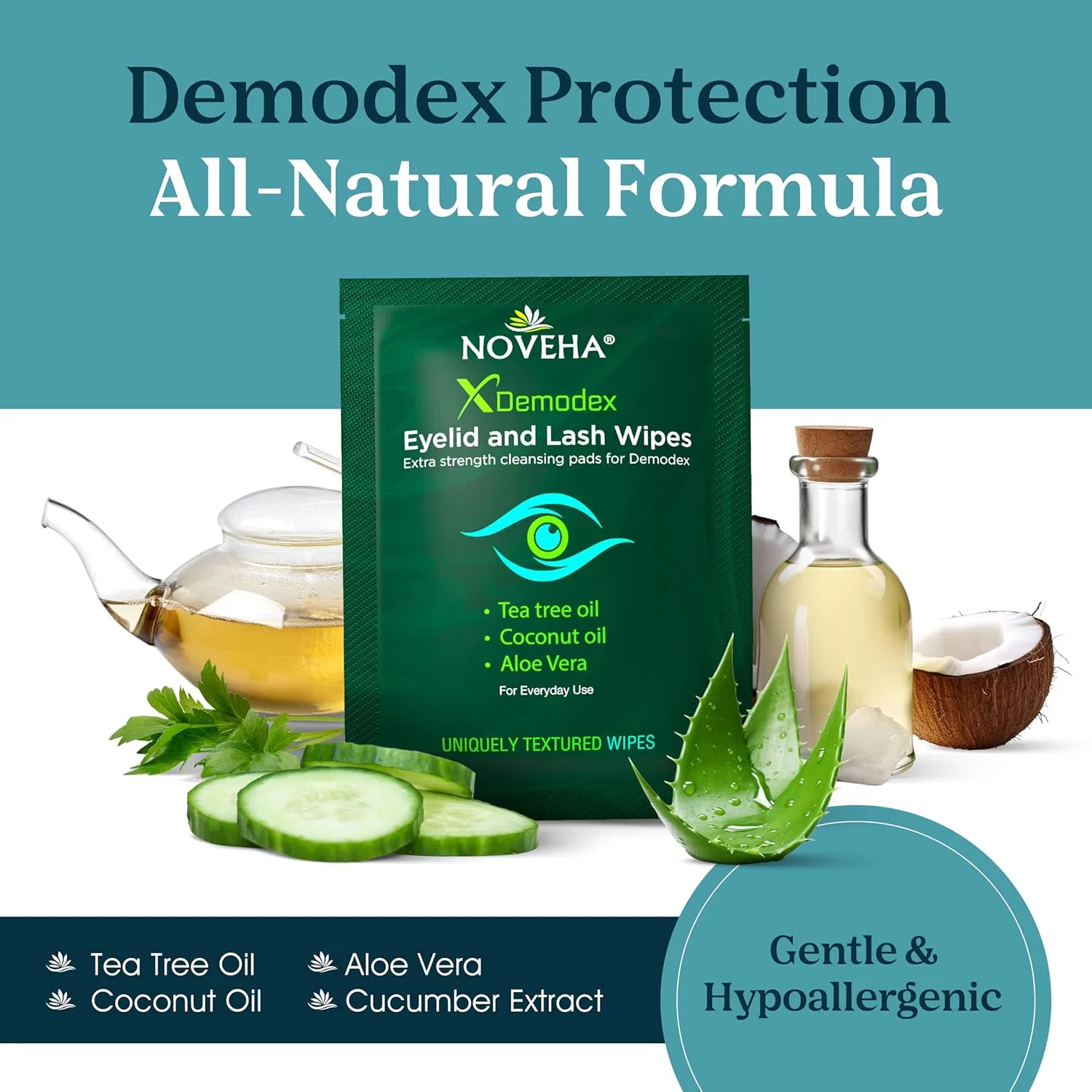 Салфетки для век и ресниц «Demodex Extra Strong» от NOVEHA, 60 шт. Noveha — фото 3