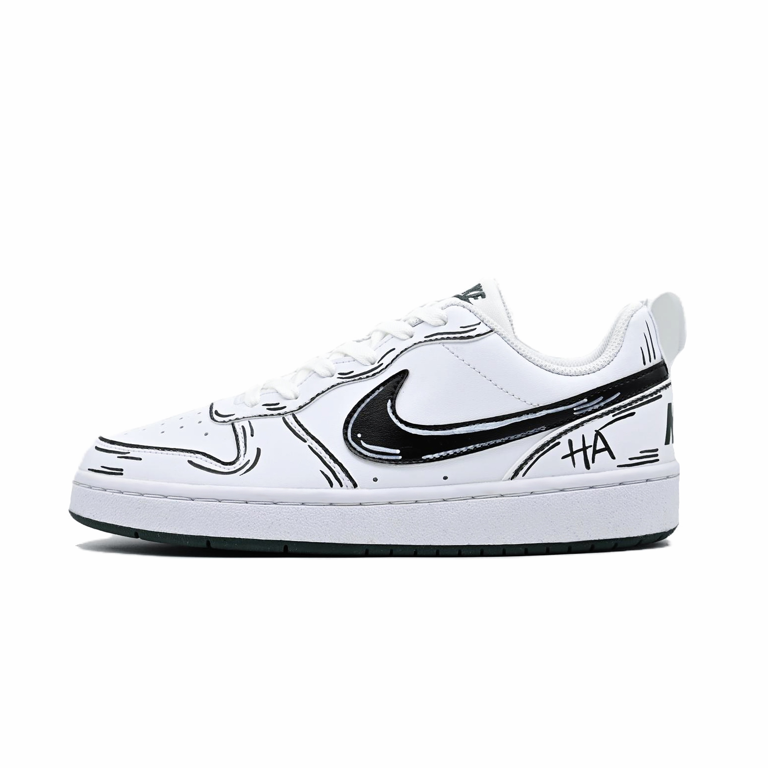

Nike Кроссовки для скейтбординга Court Borough Youth Manuscript Slip Resistant Abrasion Resistant низкие детские Black White