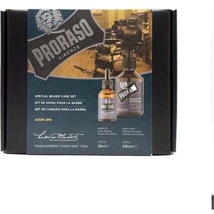 Двойной набор масла и шампуня для бороды Azur Lime, Proraso — фото 2
