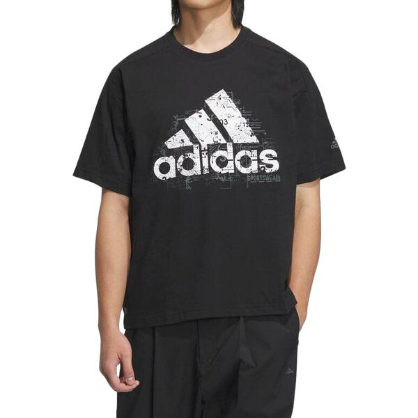 Футболка city escape свободный крой значок спорта графическая футболка Adidas, черный — фото 2
