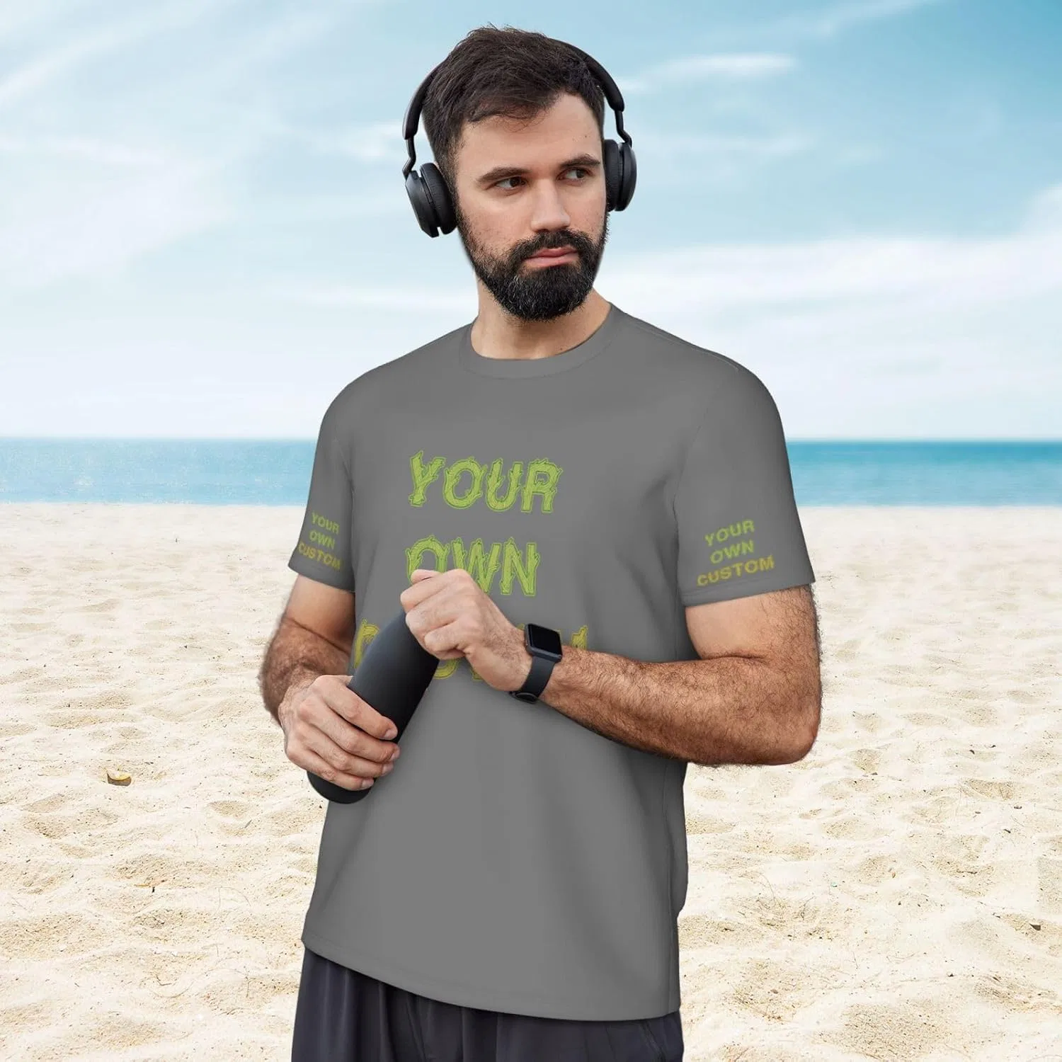 Футболка с принтом, Custom T Shirts, серая — фото 4