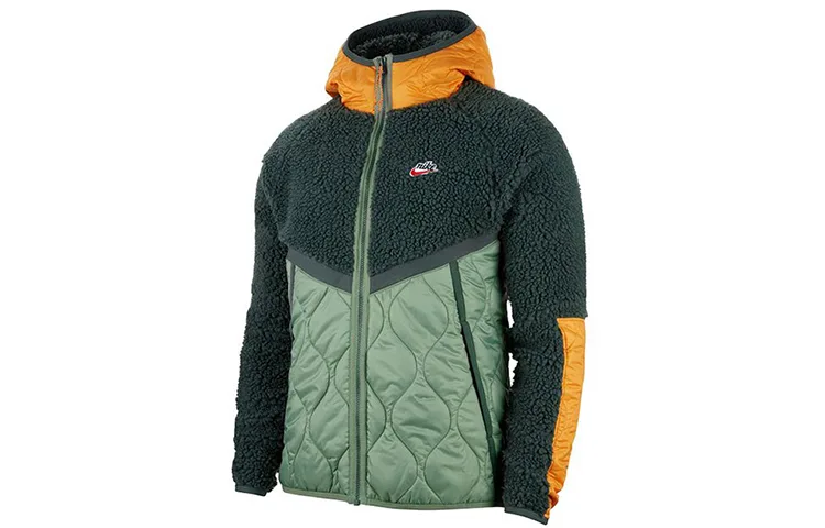 Nike Спортивная худи из овчины с аппликацией в цвете light green/yellow