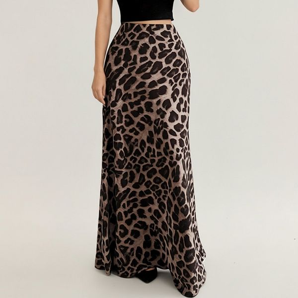 

Женская леопардовая юбка макси с мягким драпированным силуэтом и эластичным поясом Anna-Kaci