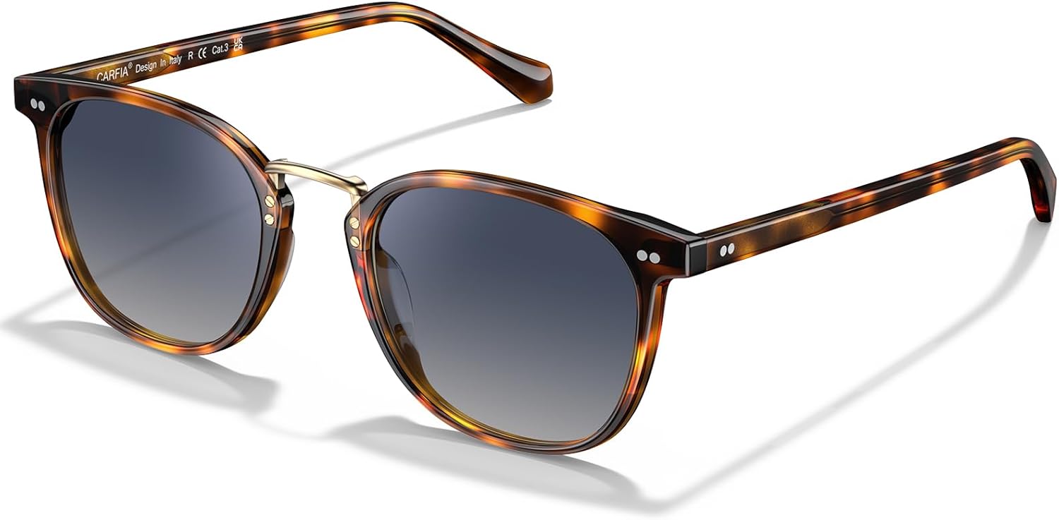 

Женские круглые поляризованные солнцезащитные очки CARFIA из ацетата с маленькой лицевой частью, в стиле ретро, ​​с металлической перемычкой, модель CA5015, 3-2. Tortoise Frame Blue Gradient Lens