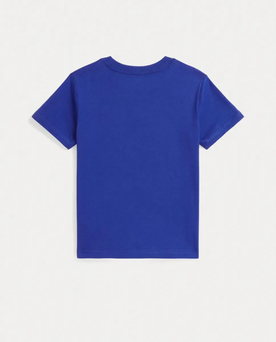 Детская хлопковая футболка с круглым вырезом Polo Ralph Lauren, Azul Eléctrico — фото 2