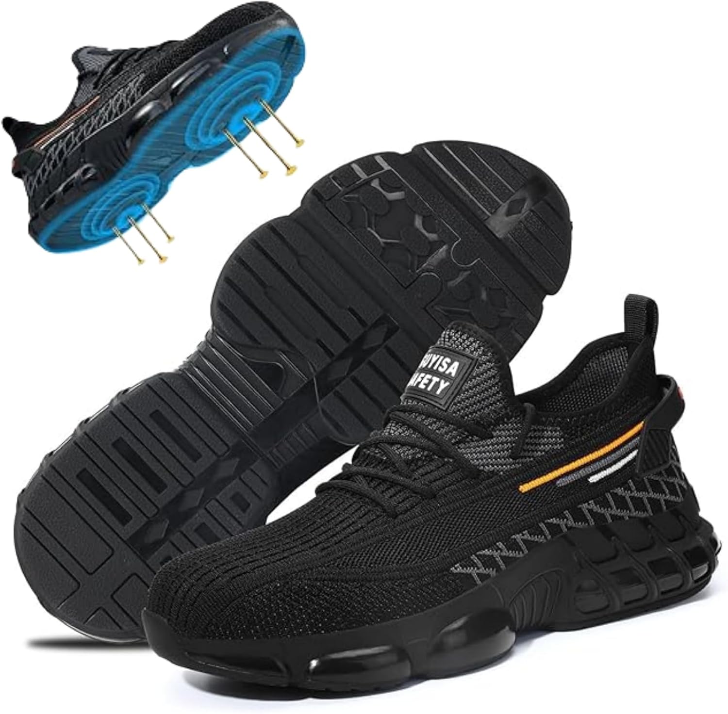 

Мужские рабочие ботинки HLUCHY со стальным носком, легкие рабочие ботинки, защитные ботинки для строительных и промышленных работ, удобные кроссовки со стальным носком для мужчин и женщин, черный