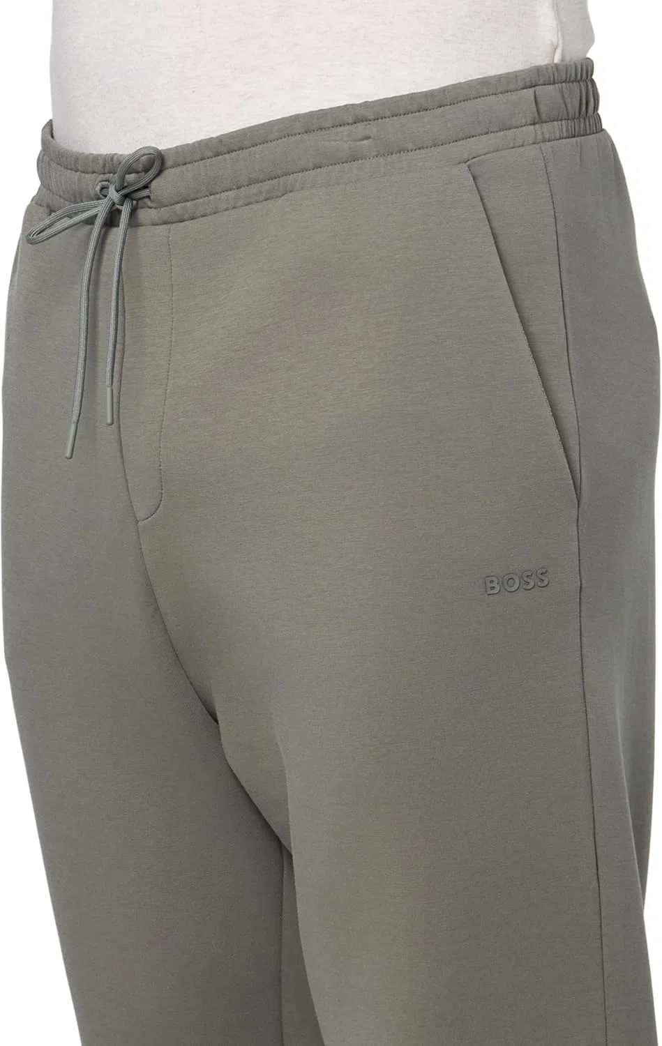 Брюки спортивные BOSS мужские Tonal Regular Fit из хлопка, серый — фото 3
