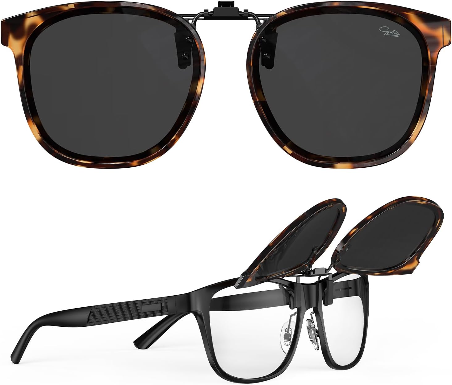 

Солнцезащитные очки Goiteia Oversized Polarized Clip on Sunglasses поверх очков с диоптриями для женщин и мужчин, в стильной круглой оправе, напоминающей солнцезащитные очки, Brown Tortoise/Grey