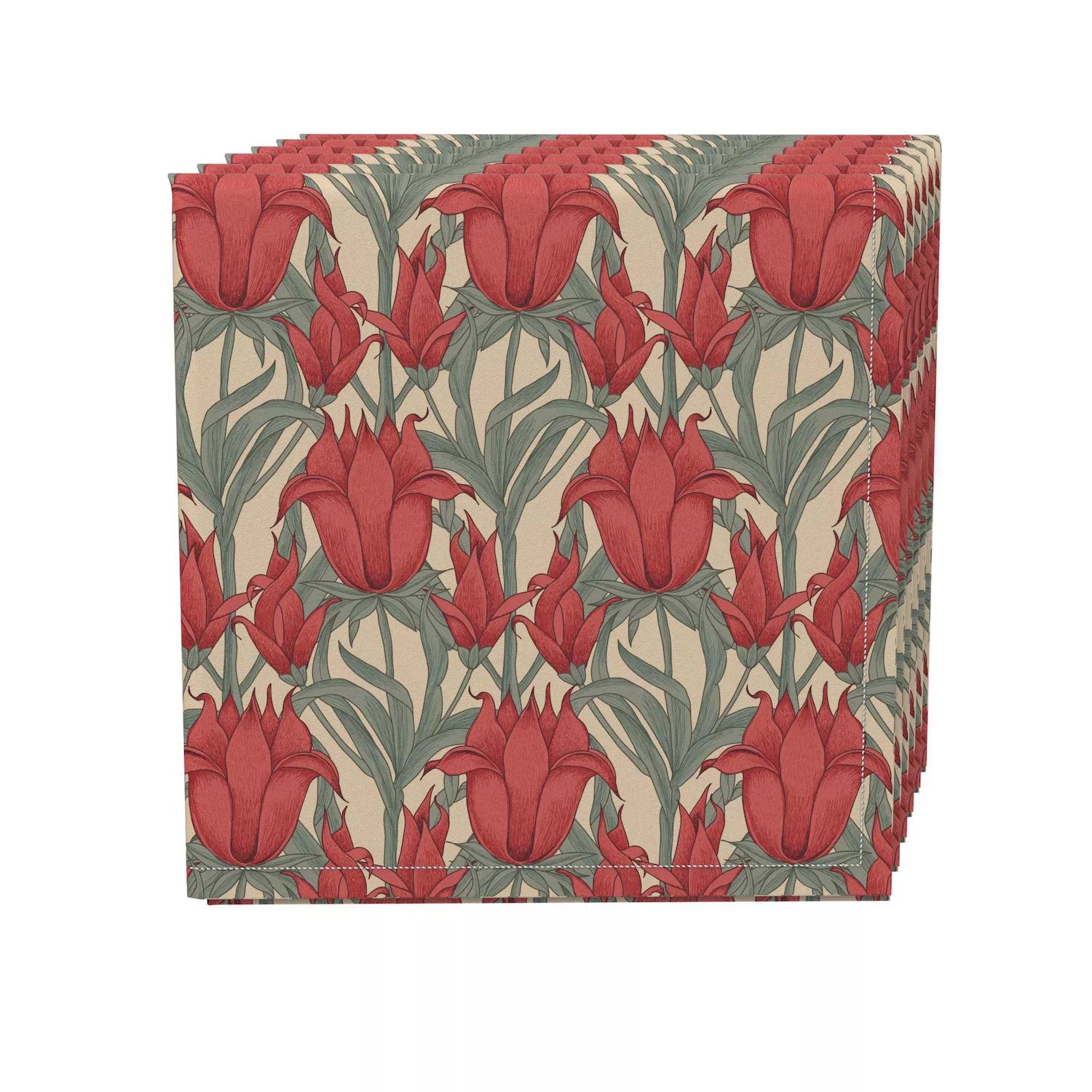 

Набор салфеток из 4 шт., 100% хлопок, 20x20 дюймов, Scarlet Red Flowers