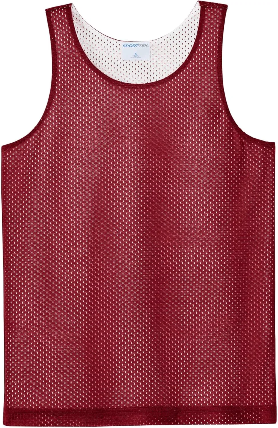 Детский реверсивный топ-сетка SPORT-TEK, Deep Red/White