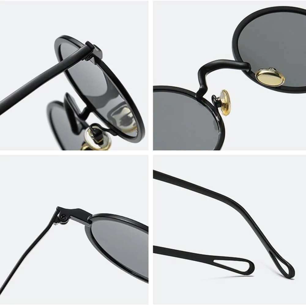 

Ретро металлические круглые панк поляризованные солнцезащитные очки для женщин с прозрачными линзами, оправа для мужчин, солнцезащитные очки UV400 SKFGNX, Bronze Tea