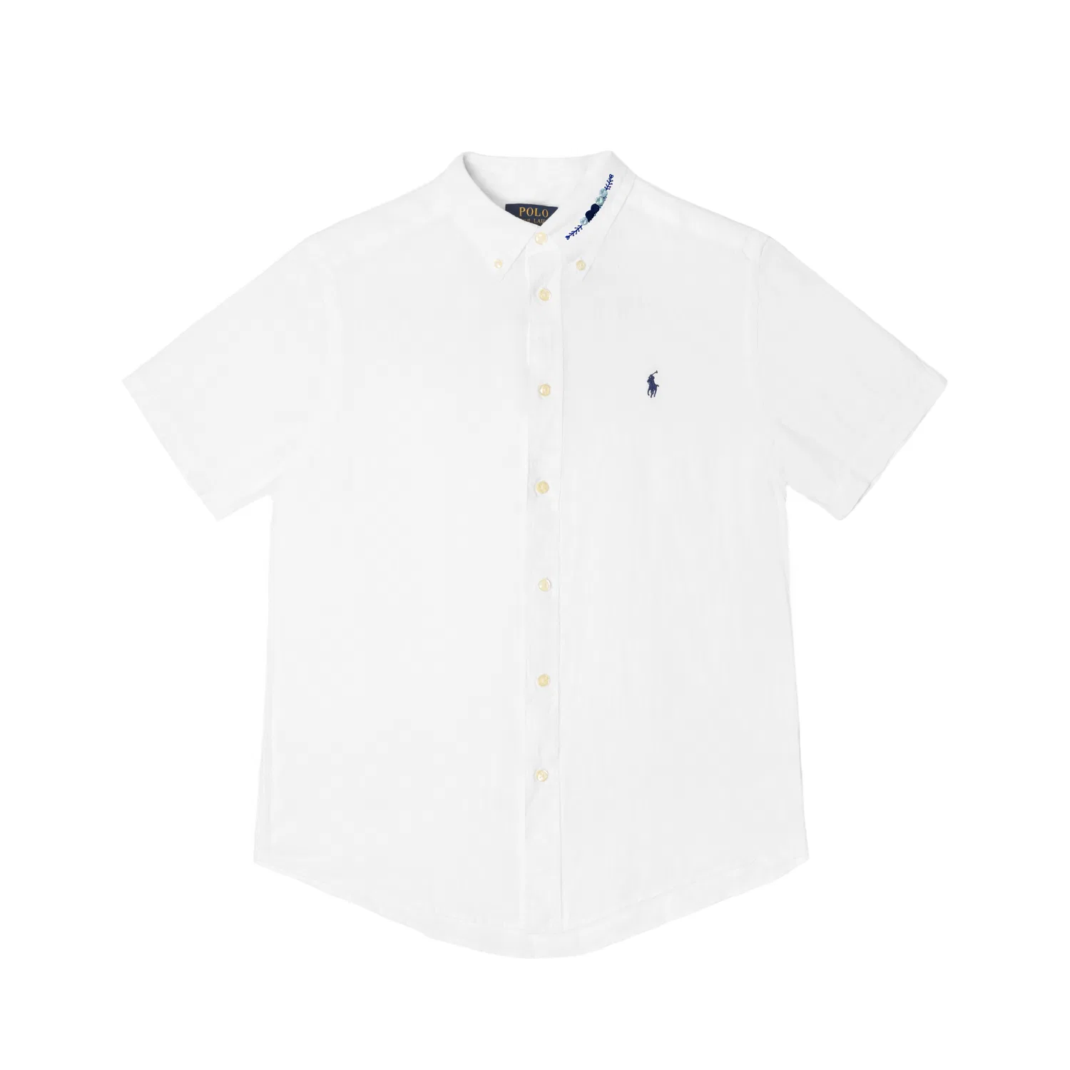 Повседневная рубашка из льна с вышивкой логотипа Polo Ralph Lauren белая