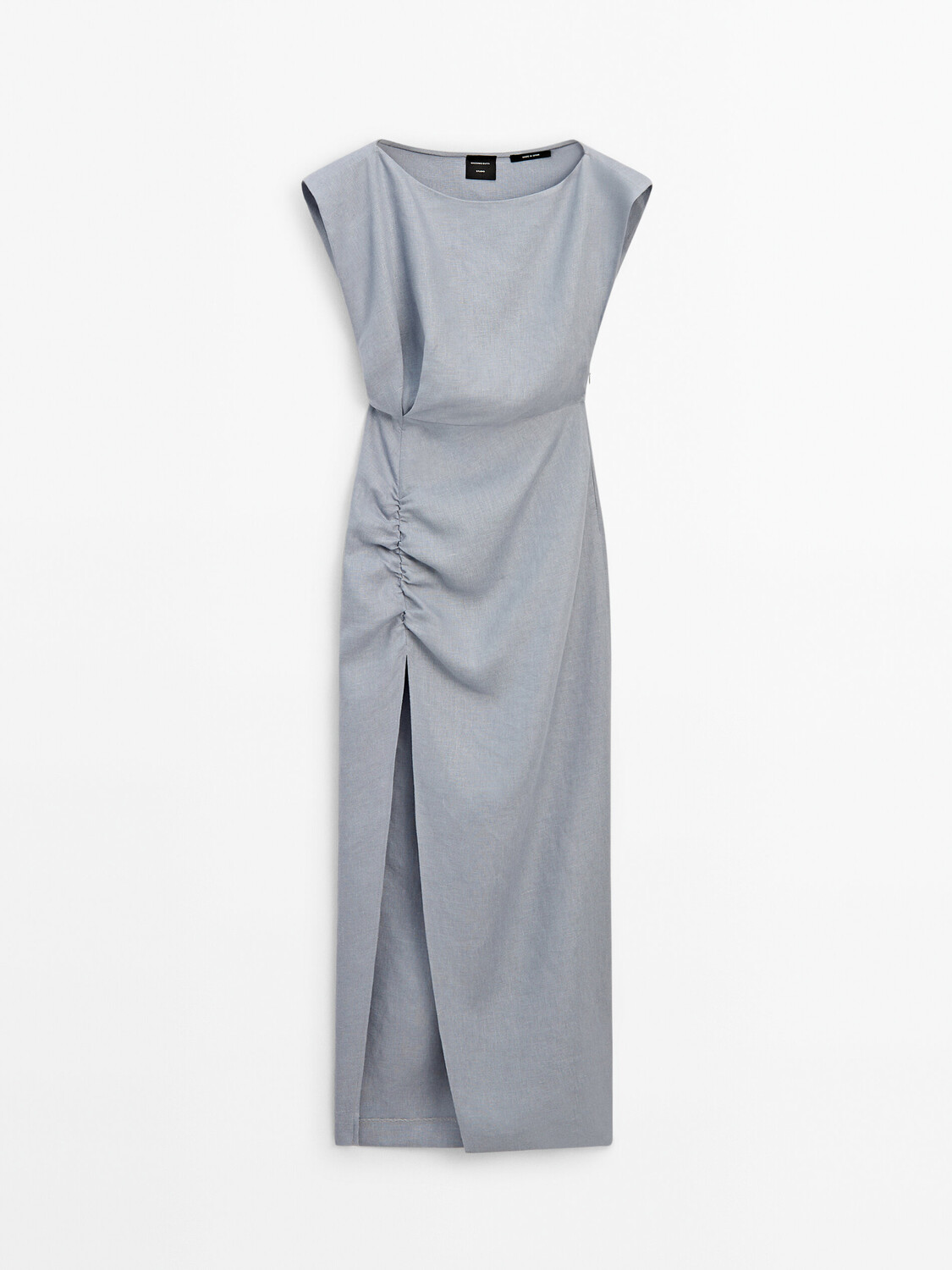 

Длинное платье со сборками Massimo Dutti, серый