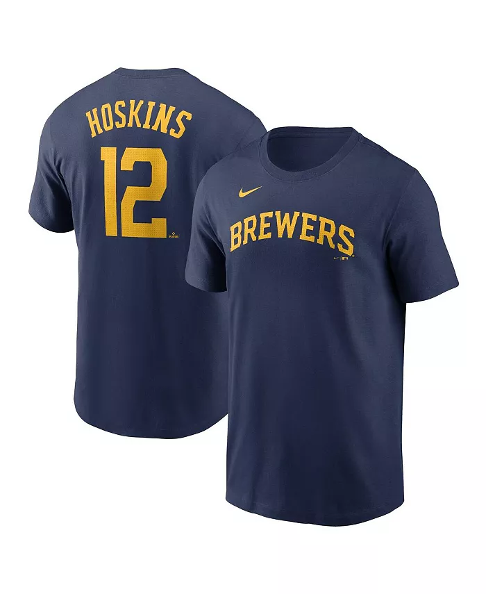 

Мужская футболка Rhys Hoskins Milwaukee Brewers с именем и номером, цвет navy Nike