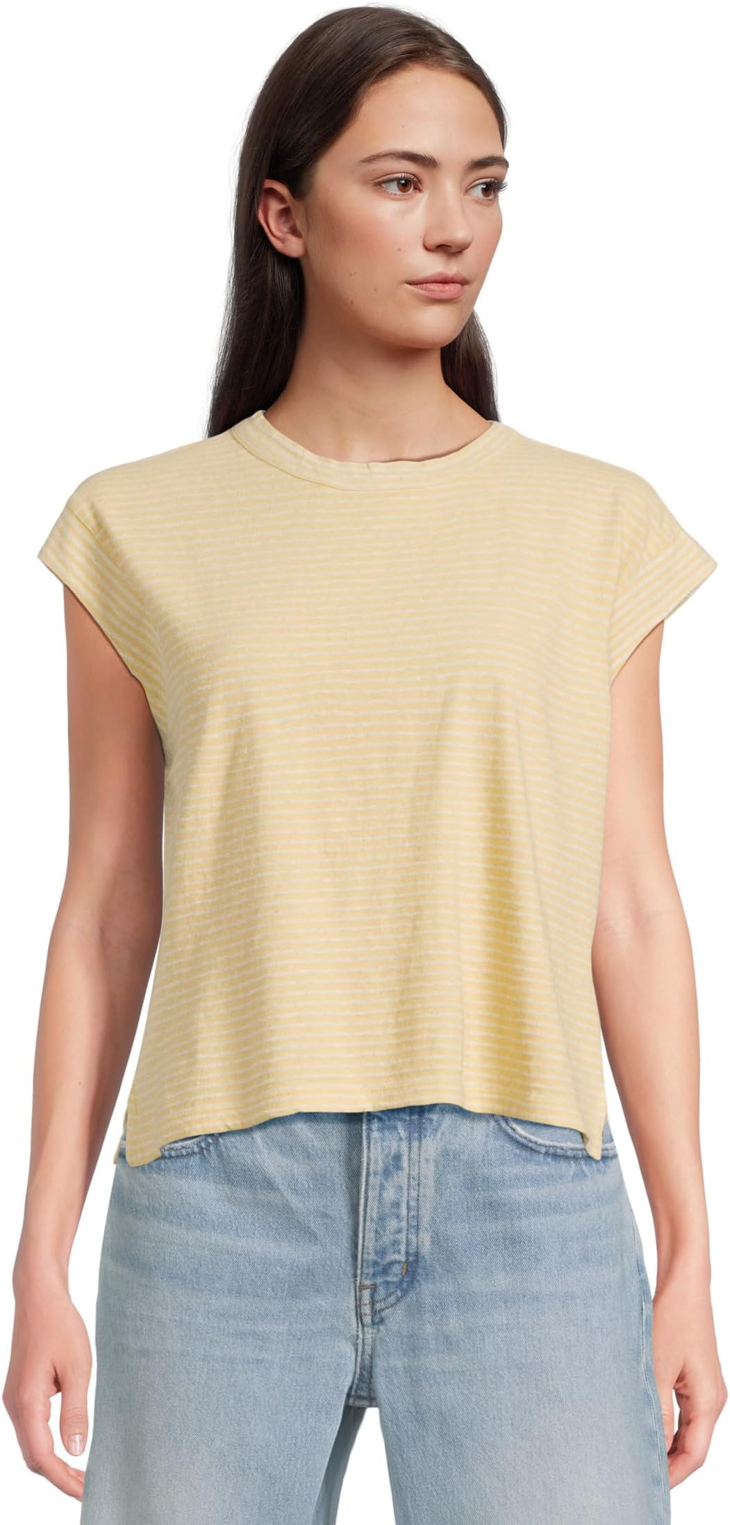 

Футболка Madewell Linen Muscle Tee, цвет Yellow Clay