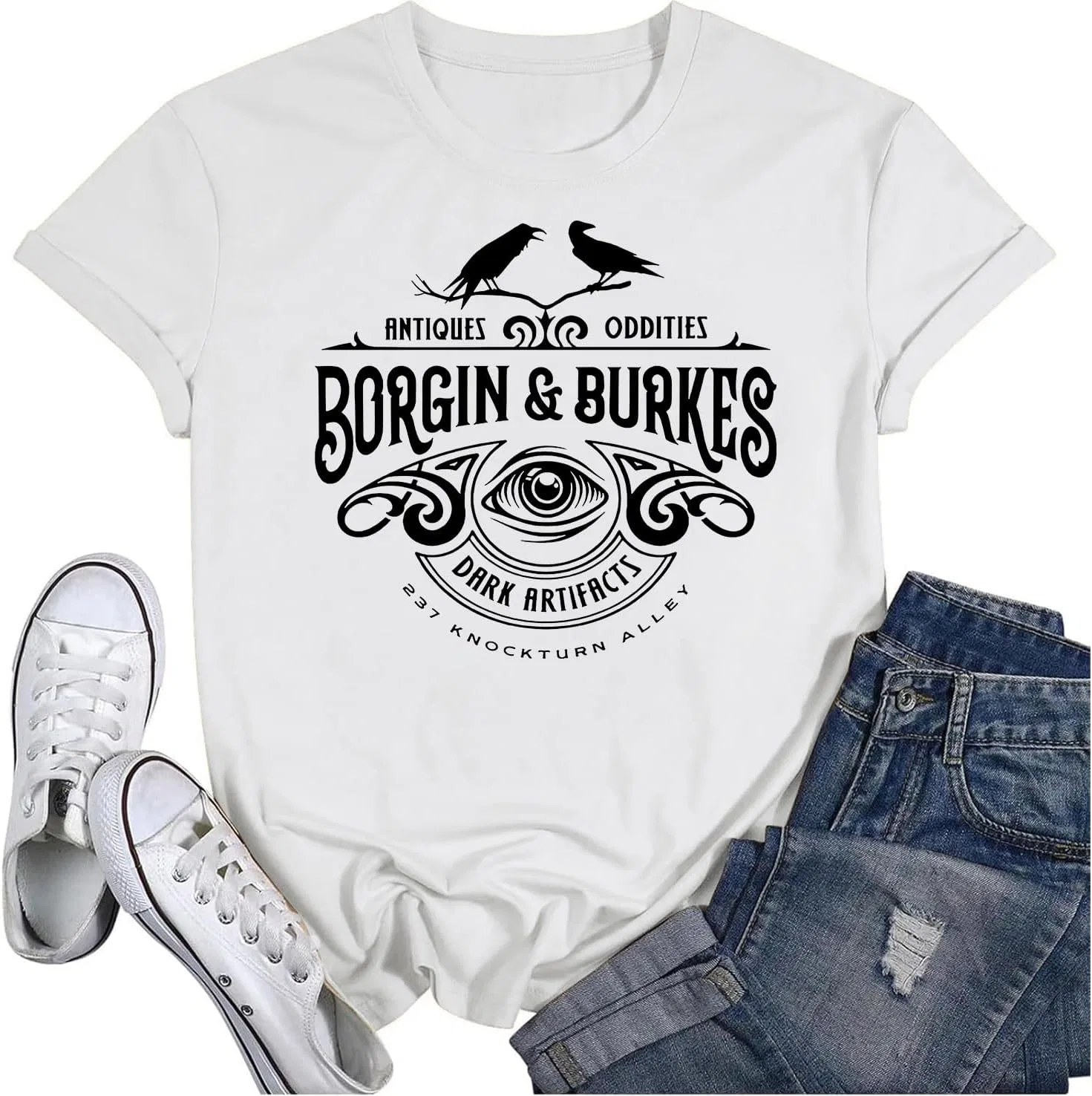 Футболка Borgin and Burkes в стиле ретро с графическим принтом, повседневный крой, для мужчин и женщин