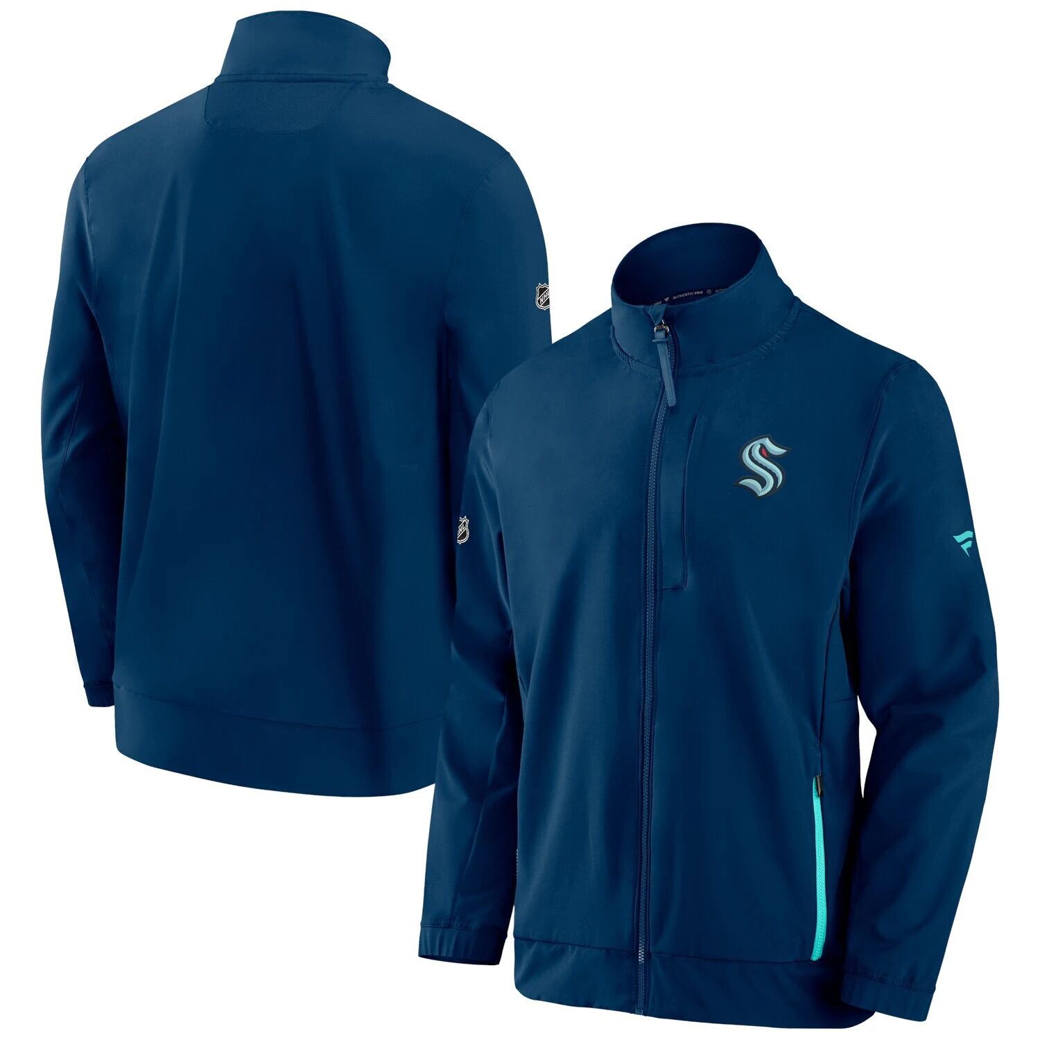 

Мужская брендовая куртка Deep Sea Blue Seattle Kraken Authentic Pro Rink Coaches с молнией во всю длину Fanatics