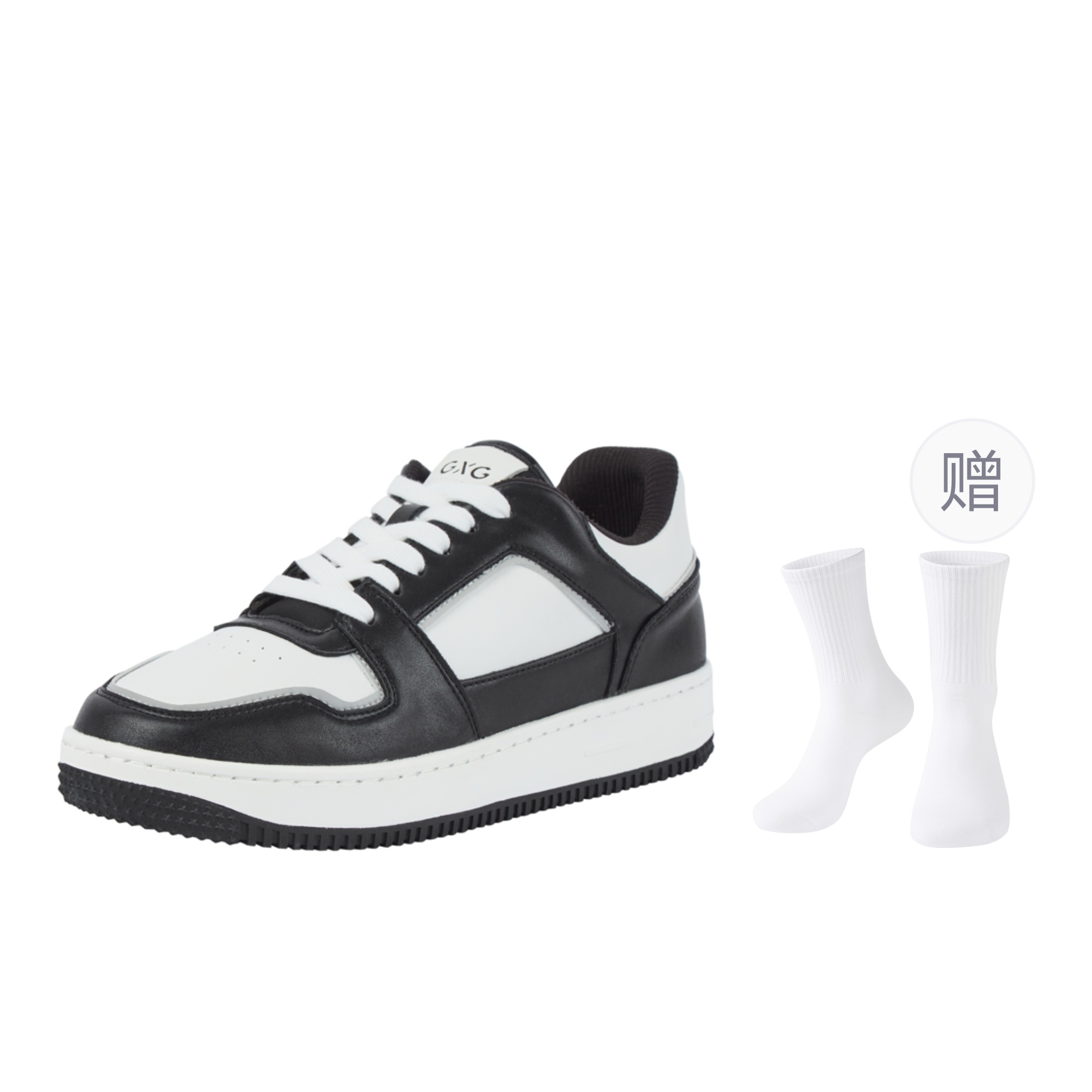 

GXG Устойчивые к истиранию мужские скейтерские кеды на платформе черно-белые (в подарок), цвет Black/White (Gift Included)