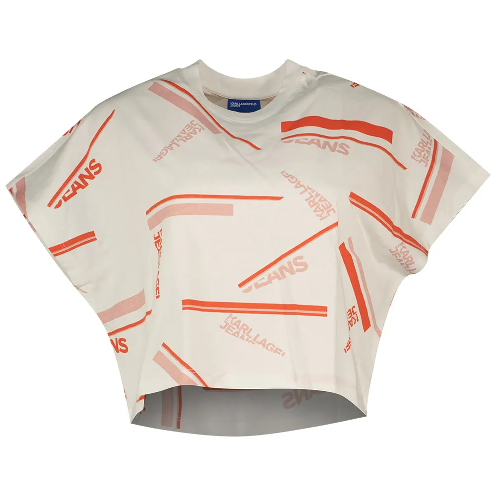 

Футболка с коротким рукавом Karl Lagerfeld Boxy Aop Stripe, бежевый