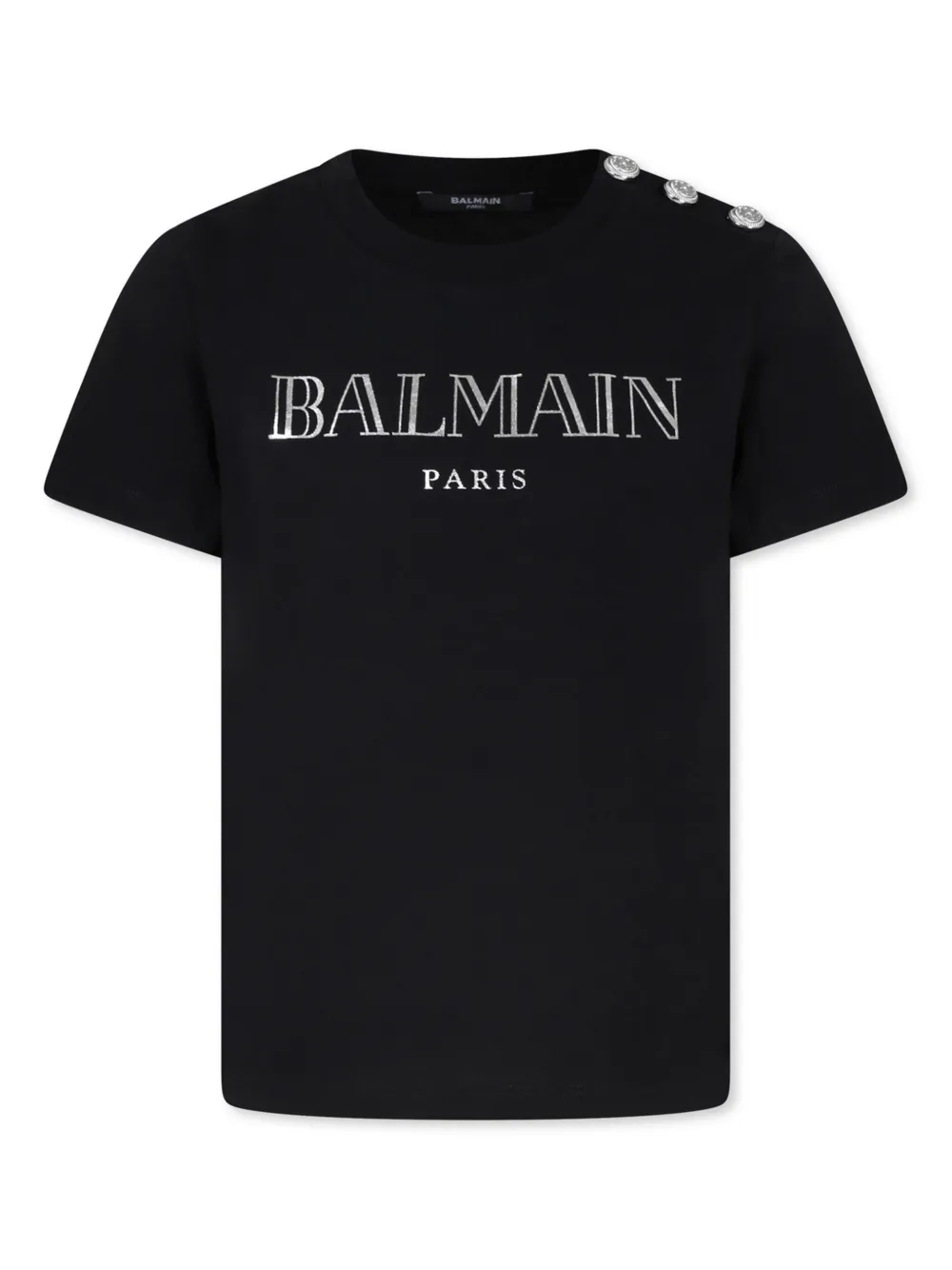 

Футболка из органического хлопка с логотипом Balmain Kids, черный