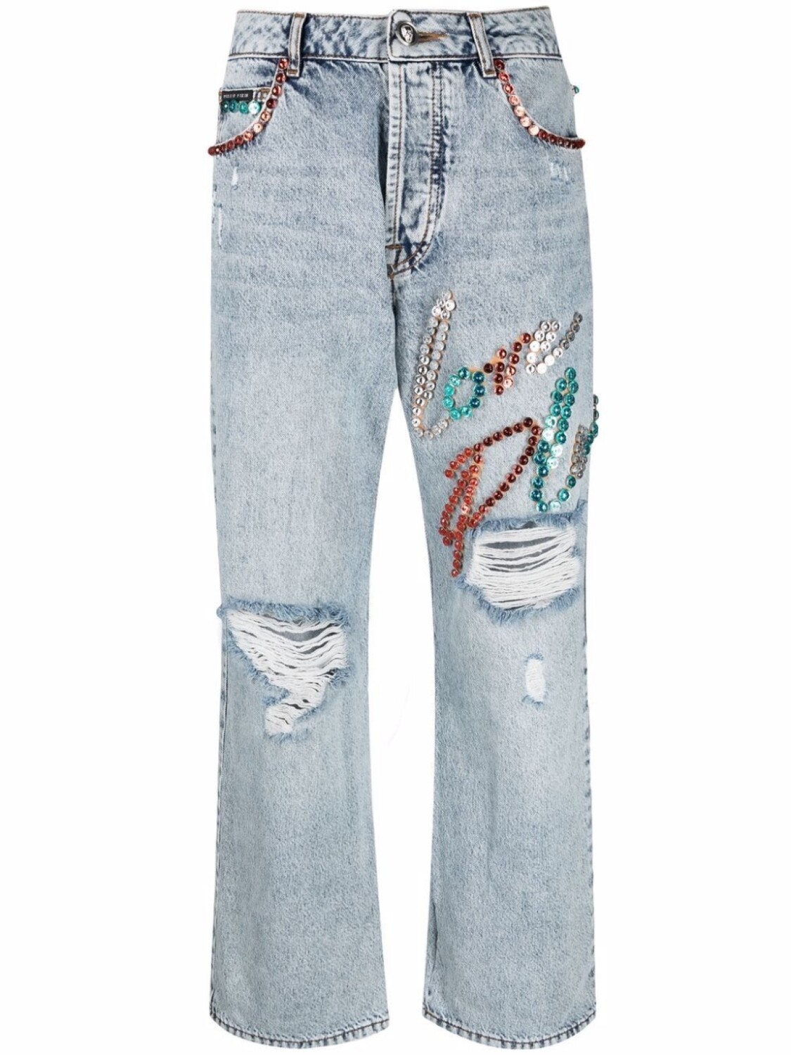

Philipp Plein широкие джинсы с заклепками, синий