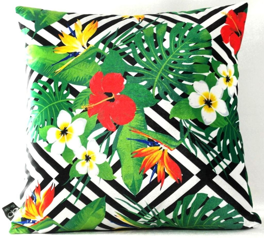 

Роскошная подушка Casa Padrino Miami Flowers черный/белый/разноцветный 45 x 45 см - тончайшая бархатная ткань - декоративная подушка для гостиной