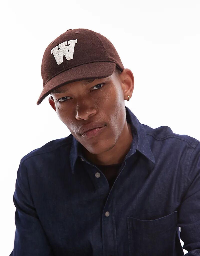 

Кепка с нашивкой-логотипом Double A By Wood из фетра шоколадно-коричневого цвета