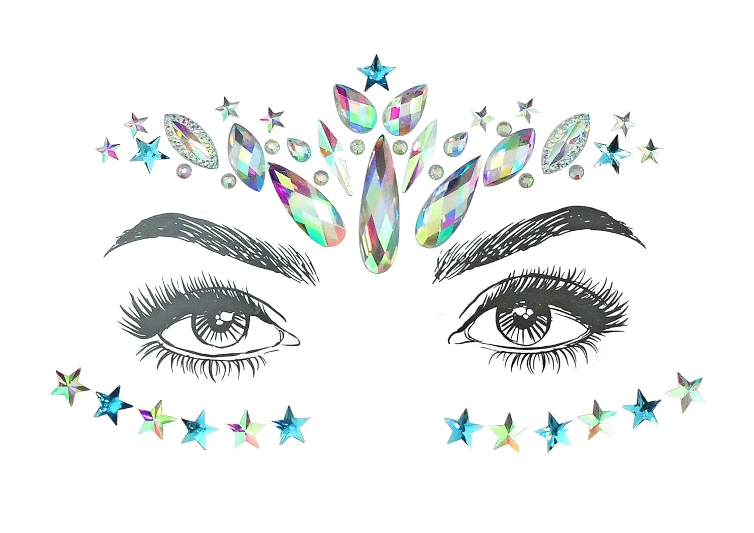 Набор временных татуировок для лица и тела из стразов Shineyes, 6 Pcs No.04 — фото 3