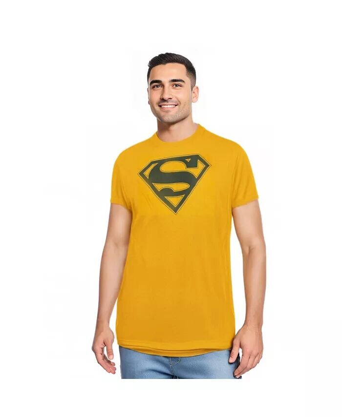 

Мужская темно-синяя и золотая футболка с коротким рукавом для взрослых Superman, золотой