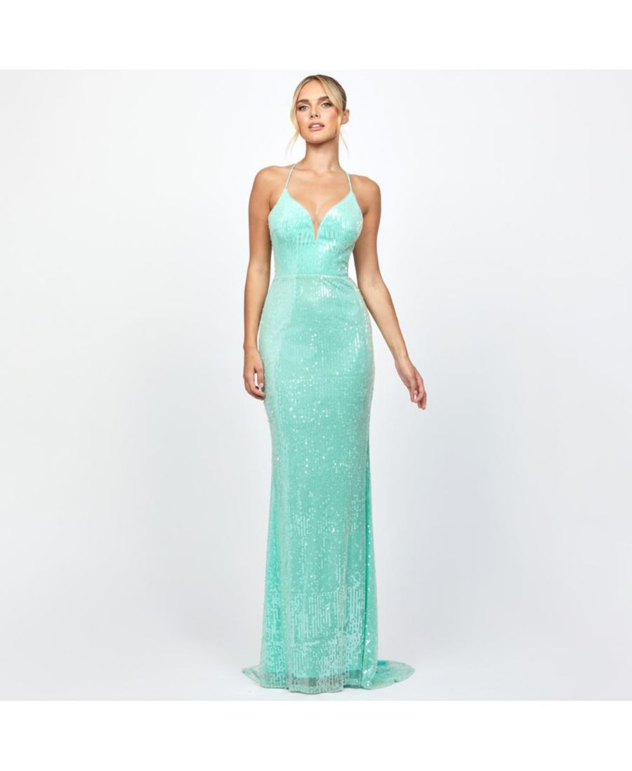 

Макси-платье Индиана с пайетками и бретелями на спине BARIANO, Mint
