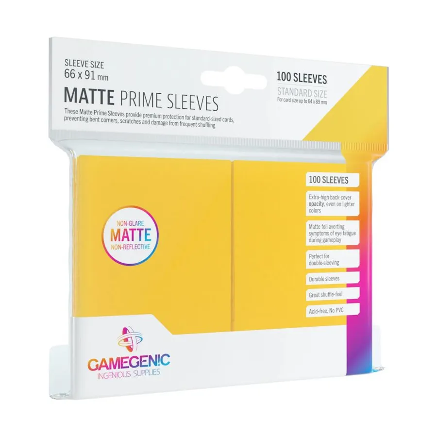 

Матовые рукава — желтые (10 упаковок по 100 шт.), Prime Sleeves (GameGenic)