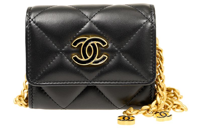 

CHANEL Мини-клатч из ягненка с одним плечом и через плечо женский черный