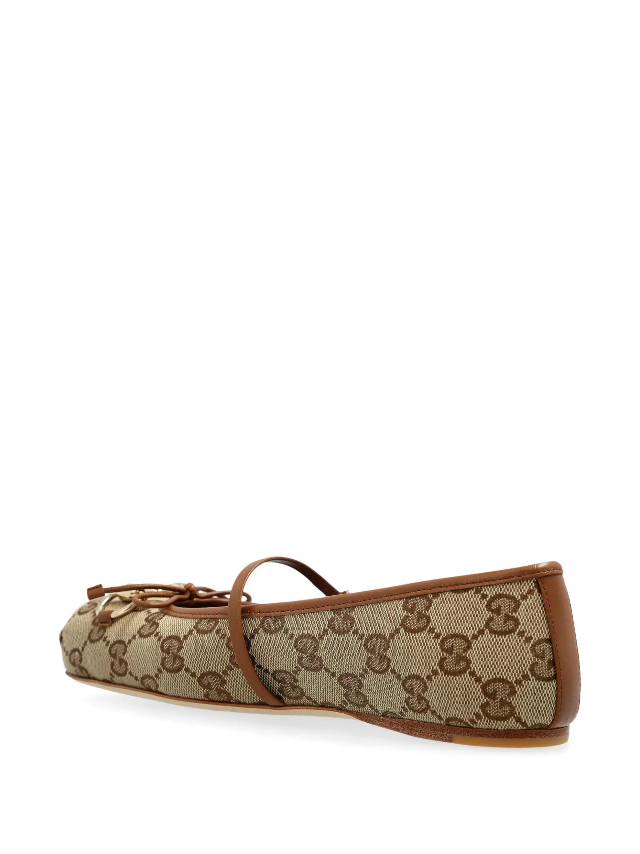 Туфли с монограммой и логотипом Double G Gucci, бежевый — фото 3