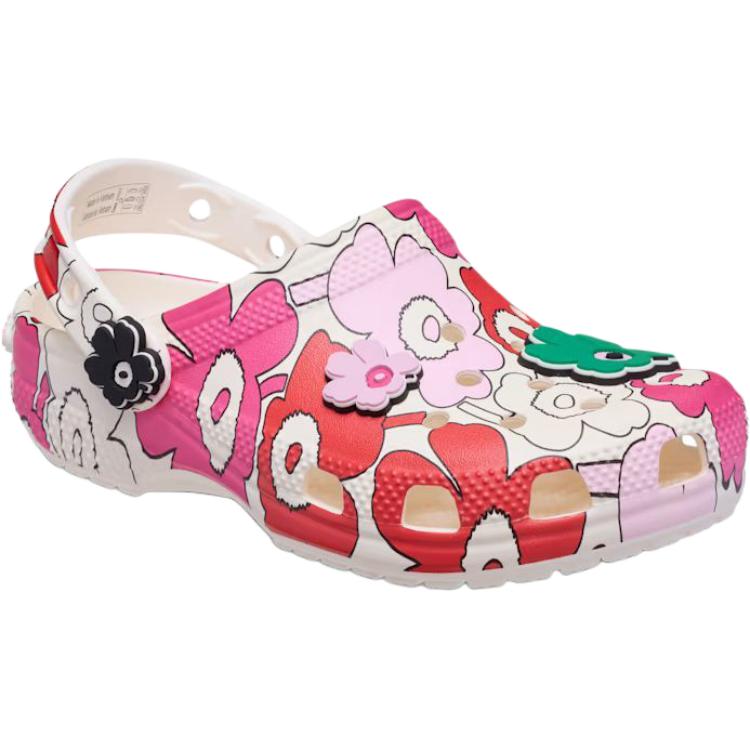 Классические детские сандалии Clog для дошкольников Crocs, экрю/красный/розовый/зеленый — фото 3