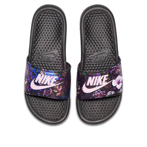 Тапочки benassi jdi print floral (w) 'black purple' Nike, черный — фото 3
