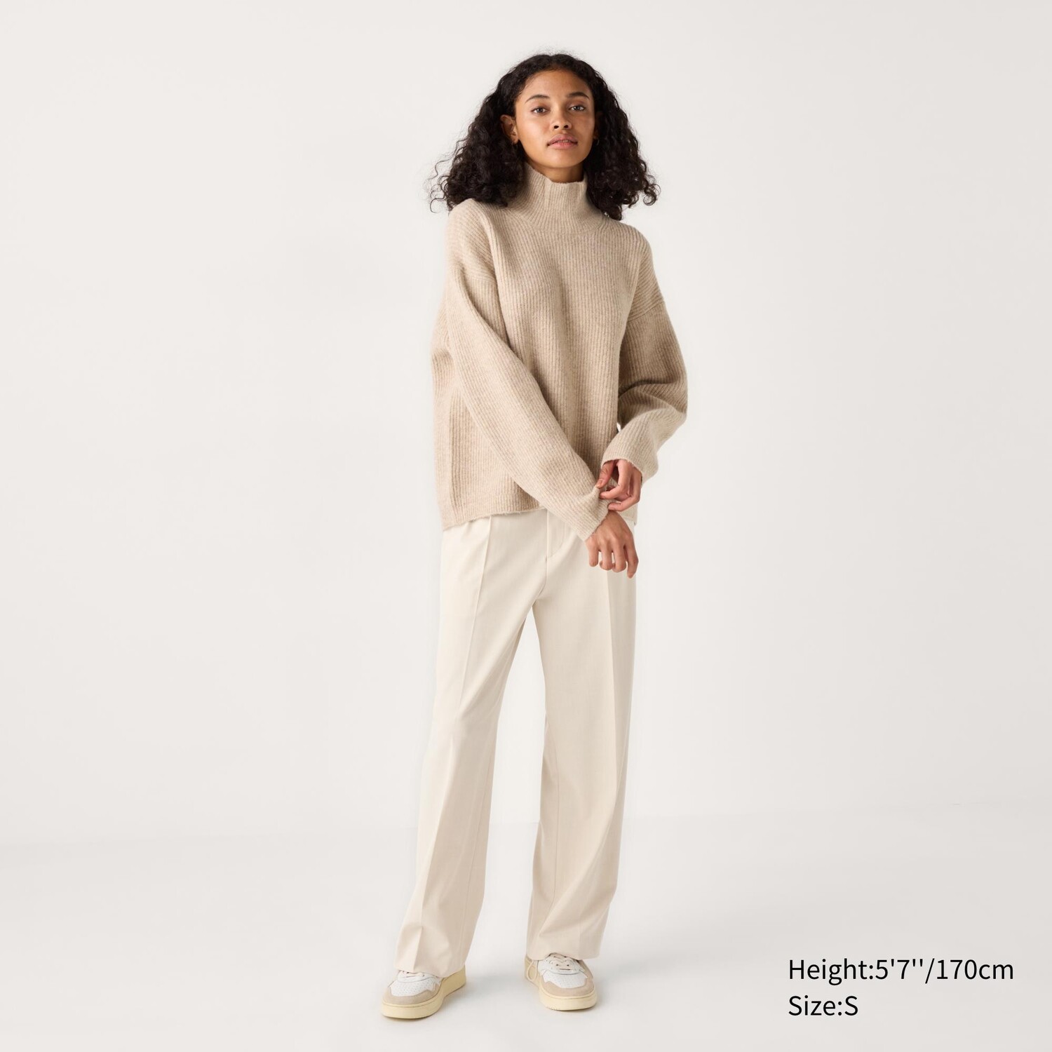

Широкие брюки со складками UNIQLO, телесный