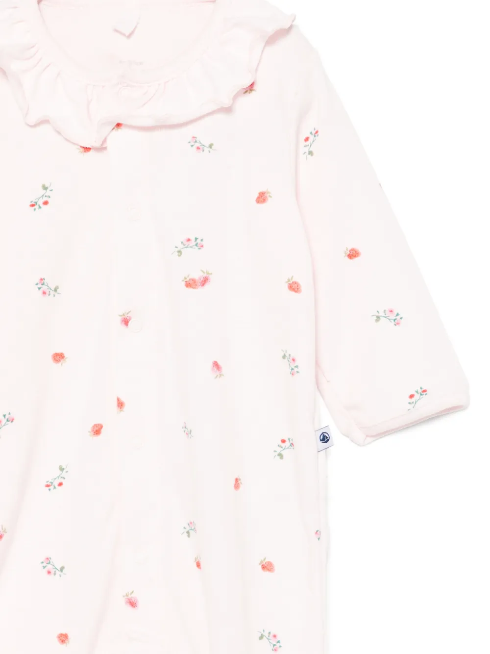Детский комбинезон с рюшами и цветочным принтом Petit Bateau, розовый — фото 3