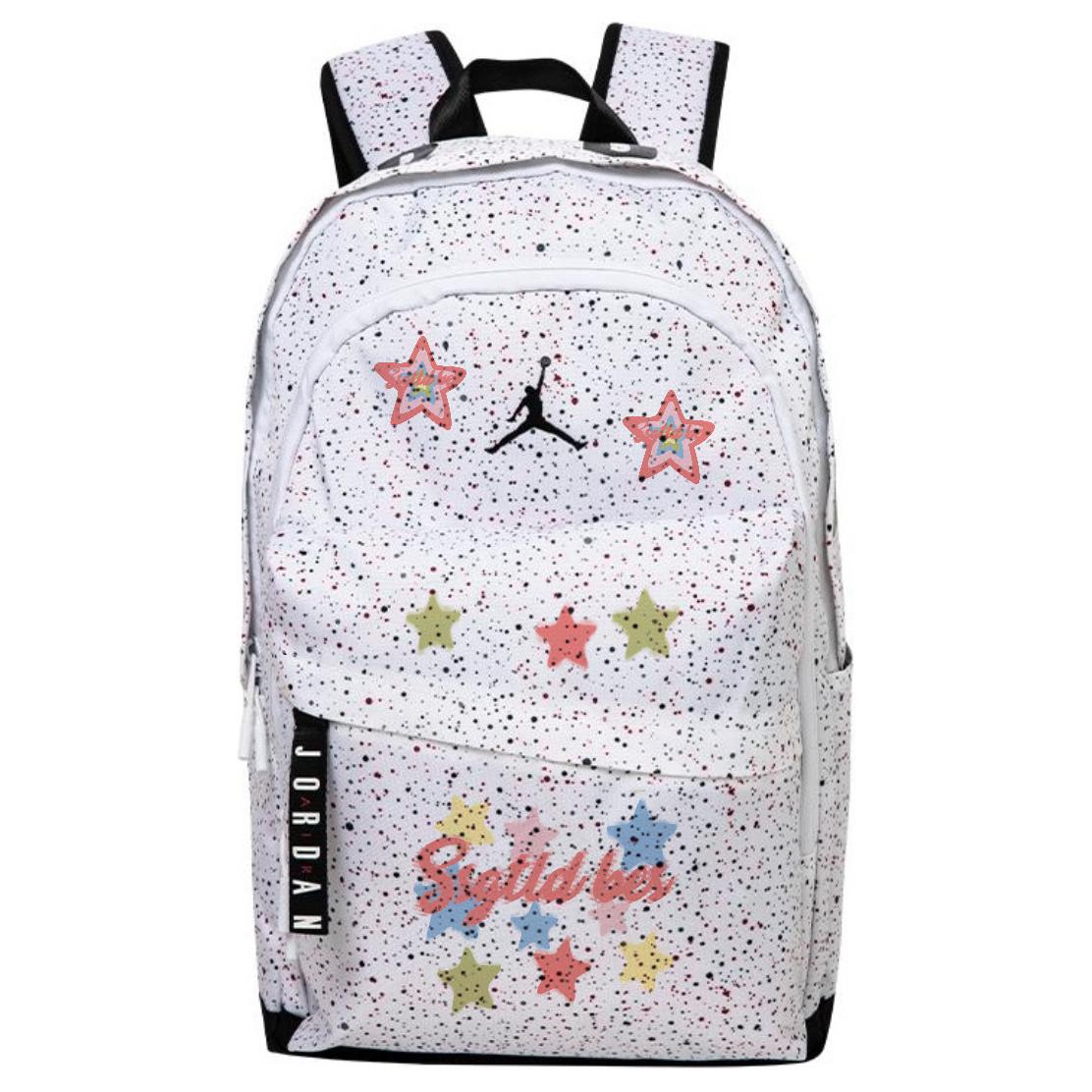 

Jordan Большой унисекс рюкзак из полиэстера белого цвета, Polka Dot Stars