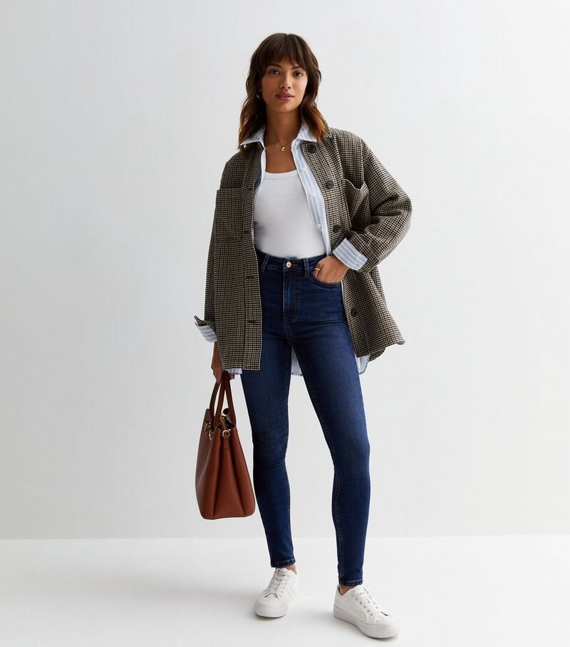

Темно-синие джинсы скинни Lift & Shape Jenna New Look, военно-морской
