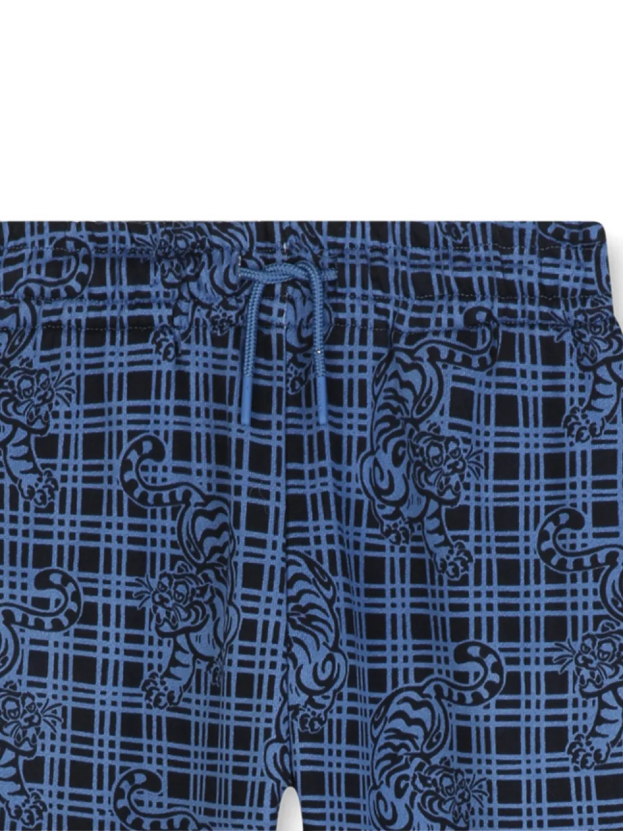 Kenzo Kids спортивные брюки в клетку с принтом Tiger, синий — фото 3