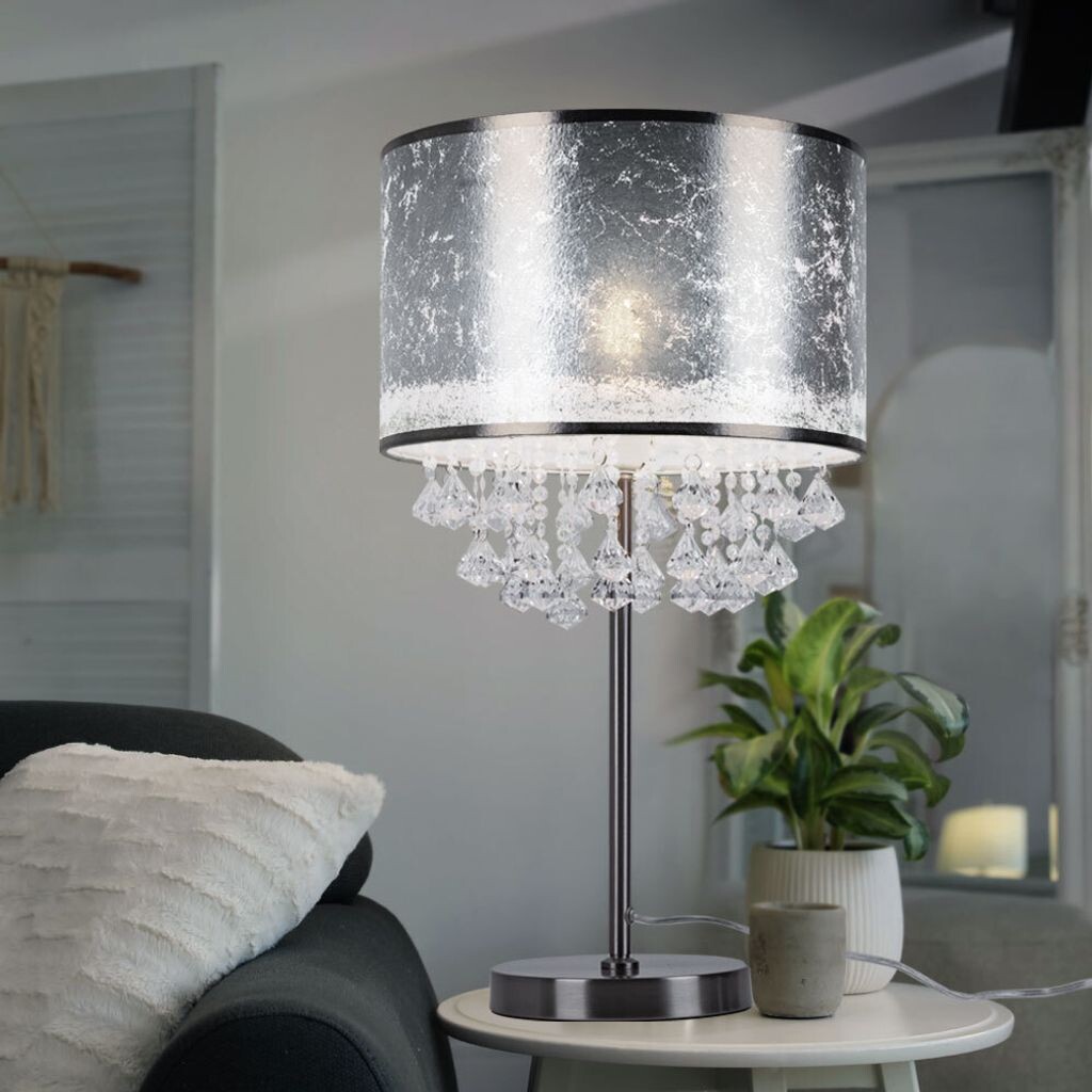 

Настольная лампа, матовый никель, ткань, сусальное серебро, H 56 см Globo Lighting