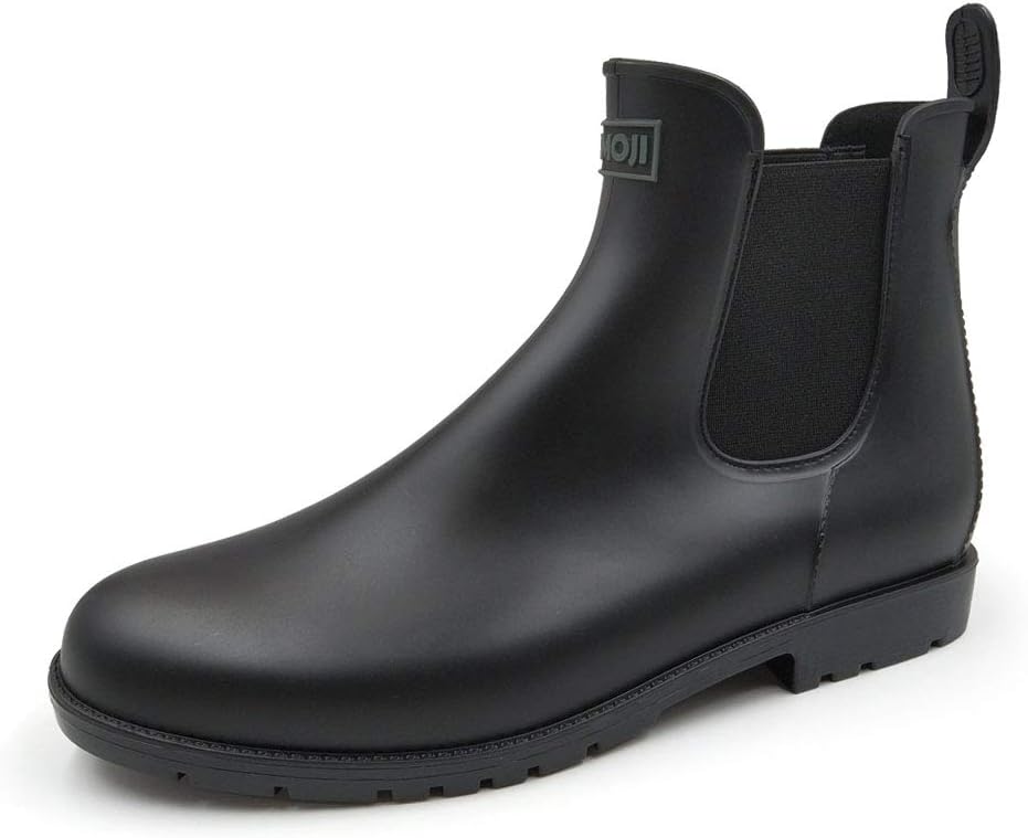 

Унисекс резиновые короткие дождевые ботинки Amoji Chelsea на щиколотку 919, черный