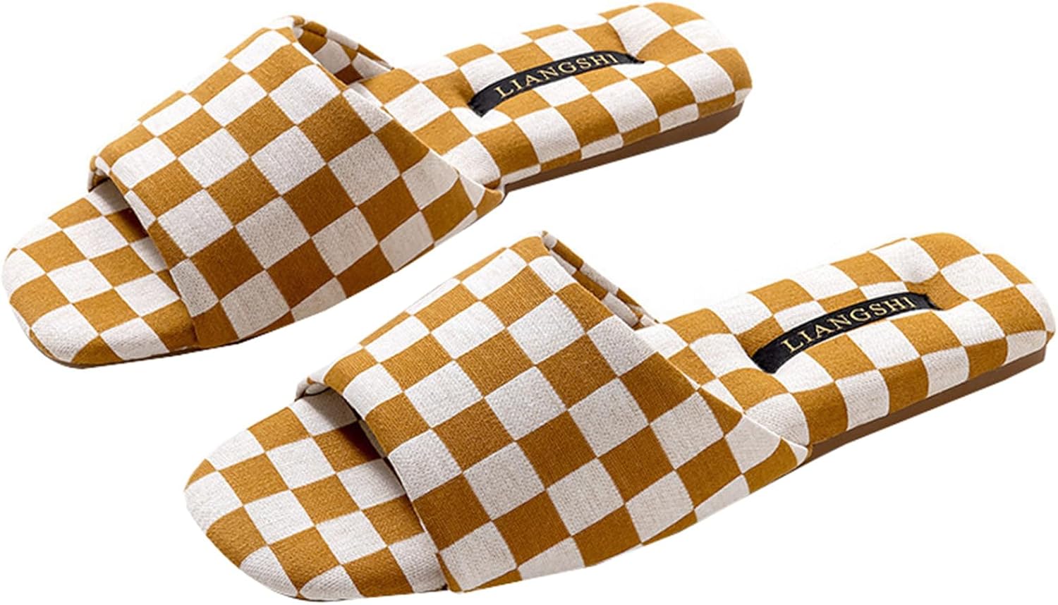 

Роскошные сандалии Yafirgeer в виде шахматной доски для женщин и мужчин, элегантные домашние тапочки с открытым носком, для дома и улицы, оранжевый