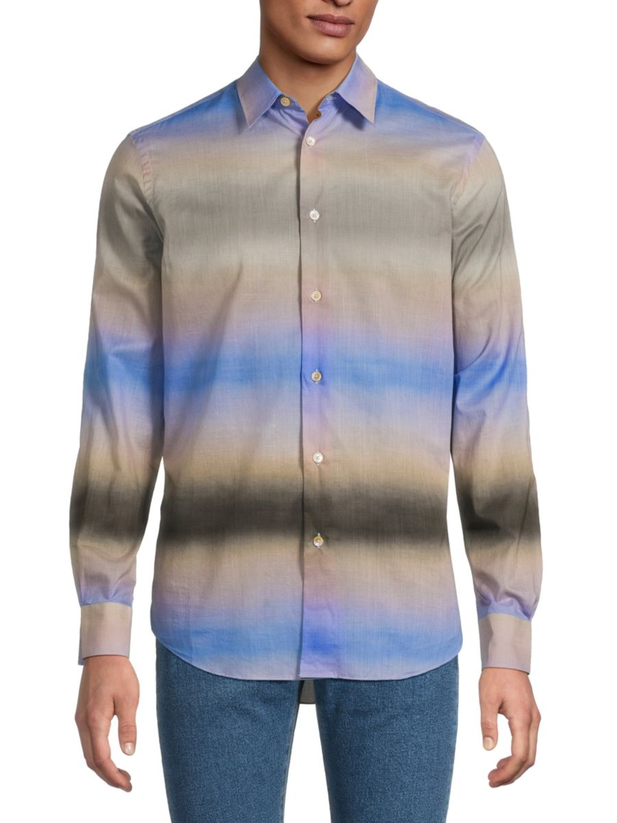 

Хлопковая рубашка с принтом тай-дай Paul Smith, цвет Blue Ombre
