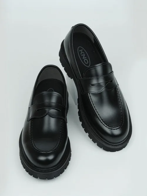 Мужские лоферы на толстой подошве 4cm Lucien Classic THENOPI черные