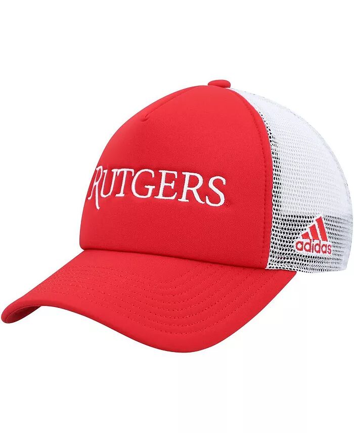 

Мужская алая, белая кепка Rutgers Scarlet Knights Foam Trucker Snapback Adidas, красный