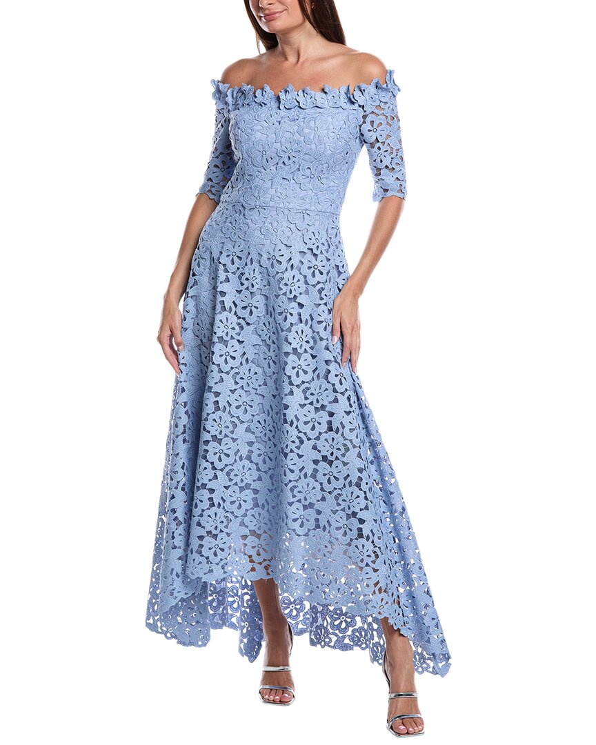 

Тери Джон от Рики Фримен кружевное платье с открытыми плечами Teri Jon by Rickie Freeman, синий